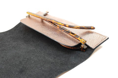 Etui lunettes cuir bronze