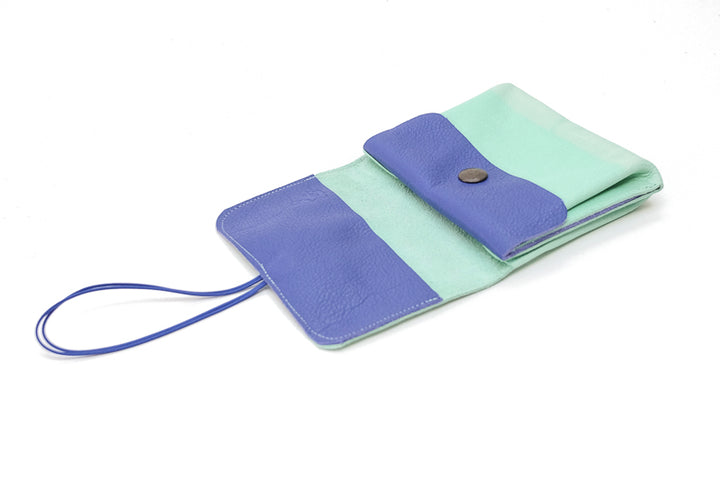 Large green leather purse