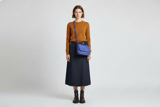 Sac à main cuir artisanal bleu