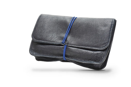 Small leather purse blue dark