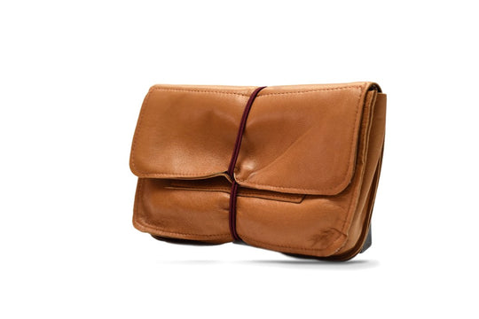 Khaki suede tobacco pouch