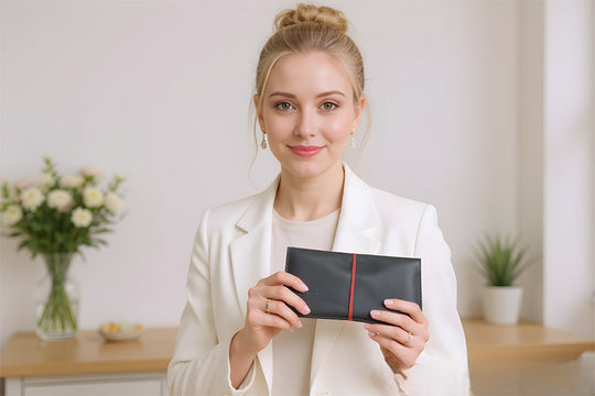 Black leather checkbook