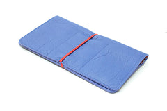 Porte-chequier en cuir bleu