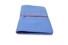 Porte-chequier en cuir bleu