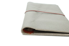 Porte-chéquier en cuir artisanal beige