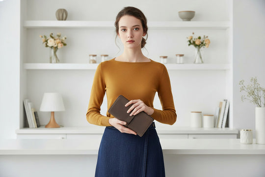 organiseur marron en cuir pour sac