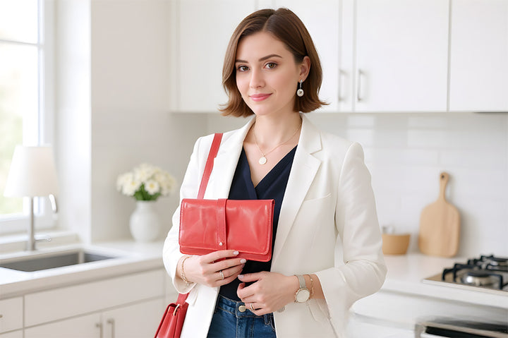 organiseur femme cuir rouge