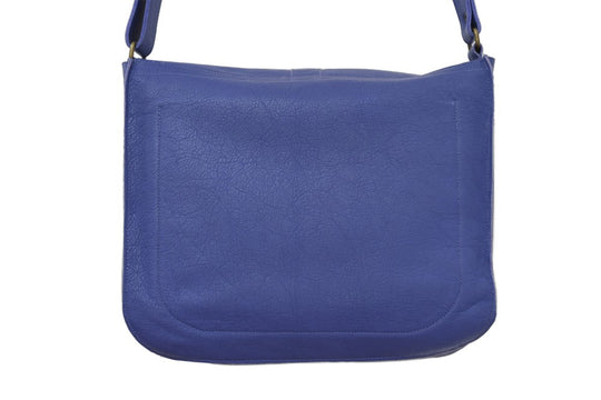 Petit sac à main en cuir bleu upcyclé en cuir artisanal fait main à Rennes - Photo 2