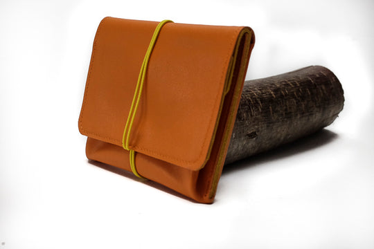 orange leather purse