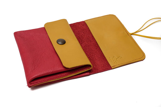 red leather purse