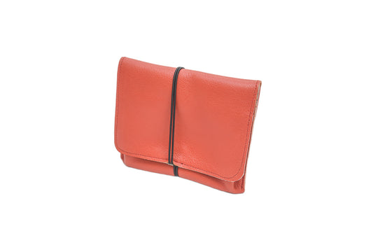Large red leather purse
