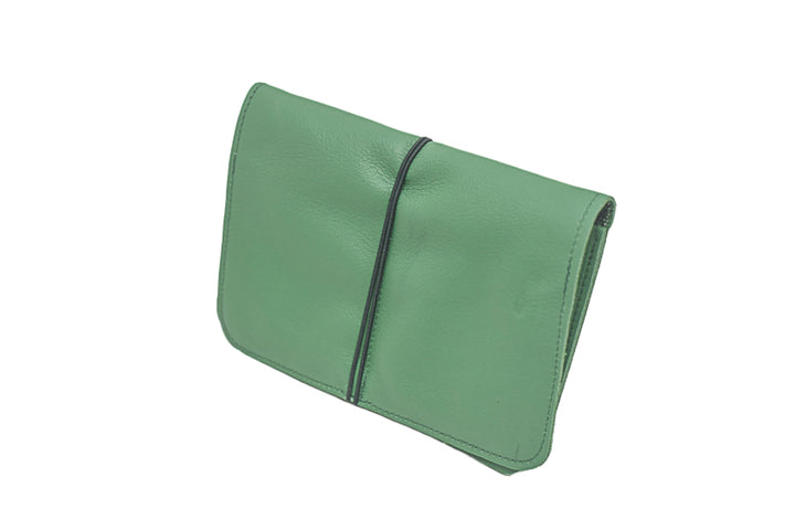 portefeuille cuir vert