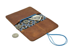 Portefeuille camel en cuir