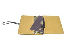Portefeuille en cuir jaune