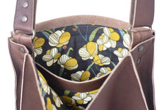 Brown leather handbag