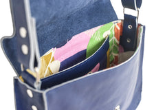 blue handbag
