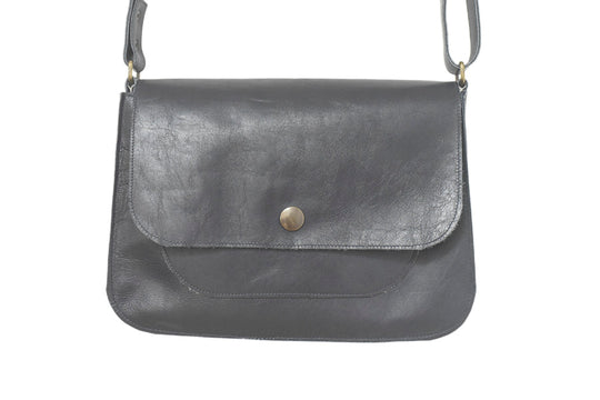 Sac à main cuir bleu marine