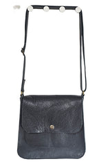 Grand Sac à main cuir noir tissu