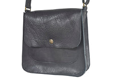 Grand Sac à main cuir noir tissu