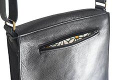 Grand Sac à main cuir noir tissu