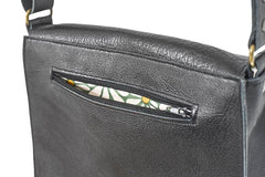 Grand Sac à main cuir noir tissu