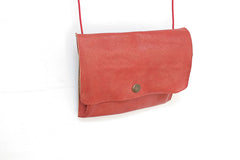 Shoulder leather bag with bellows