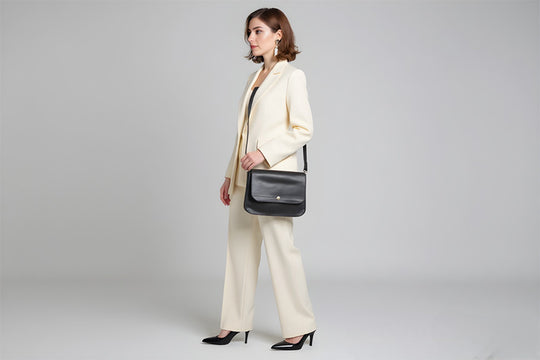 black leather crossbody handbag