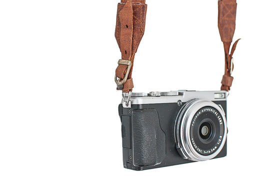 Sangle appareil photo en cuir camel 90 cm