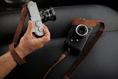 sangle appareil photo en cuir marron