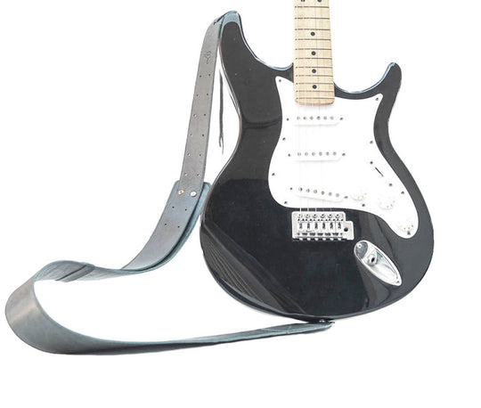 Guitar strap custom black leather