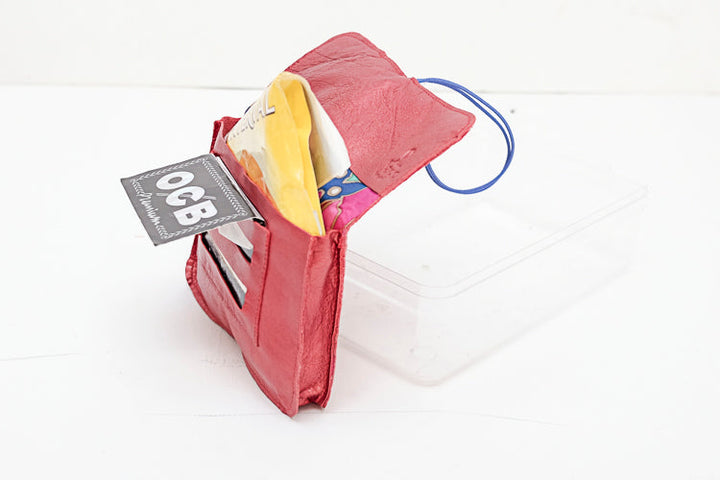 red leather tobacco pouch