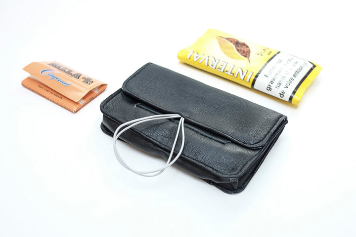 Blague à tabac cuir noir recyclé