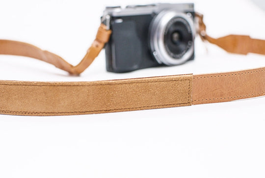Strap camera blue leather custom