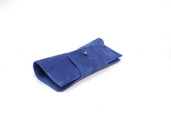 Etui à lunettes en cuir bleu