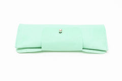 Etui à lunettes en cuir vert d'eau