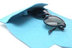 Etui à lunettes en daim bleu