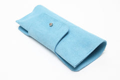 Etui à lunettes en daim bleu
