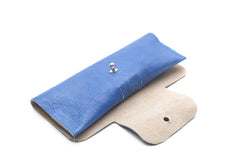Etui de lunettes en cuir bleu