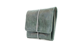 Grand porte-monnaie en cuir vert