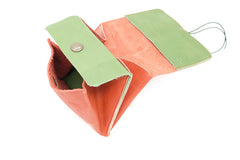 red leather purse money