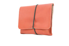 red leather purse money