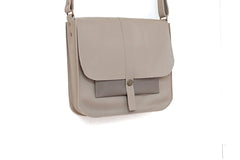 Big handbag leather beige pouch