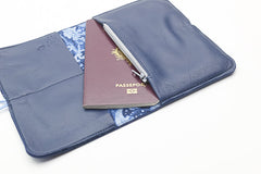 Portefeuille en cuir bleu marine