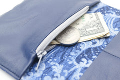 Portefeuille en cuir bleu marine