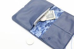 Portefeuille en cuir bleu marine