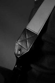 Guitar strap custom black leather
