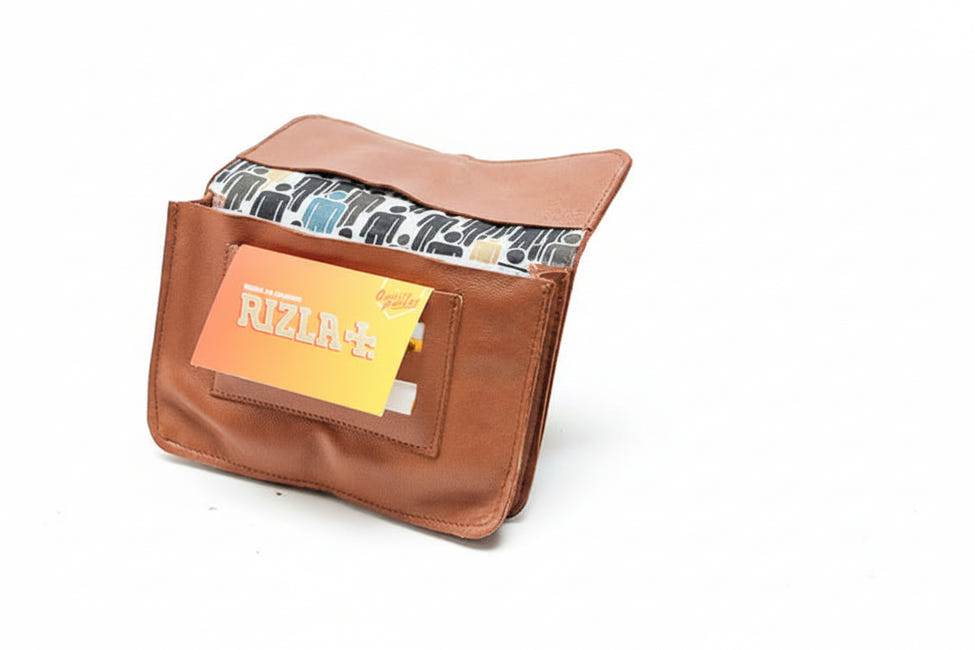 Blague à Tabac En Cuir Hydrofuge - Pliante, 13x7.5 Cm - Pochette De Rangement Pour Tabac à Rouler - 1