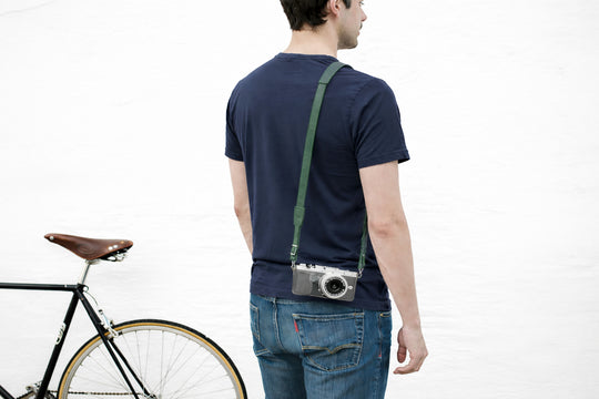 Sangle appareil photo fuji cuir vert