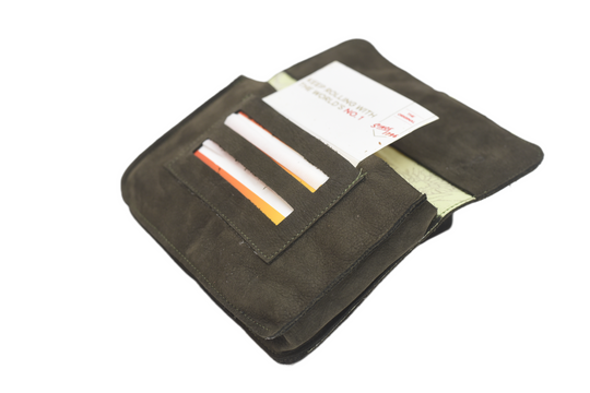 Khaki suede tobacco pouch