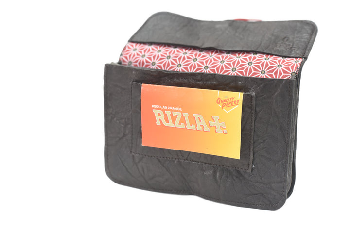 blague en cuir marron recyclé